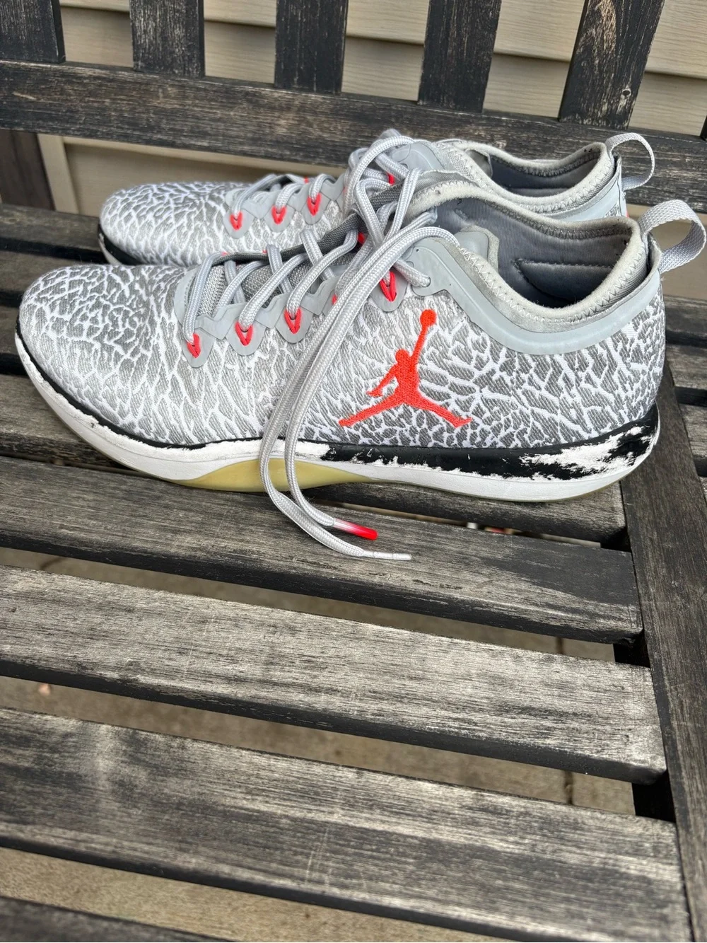 Jordan Men's Athletic Shoes Gray with Red Accents